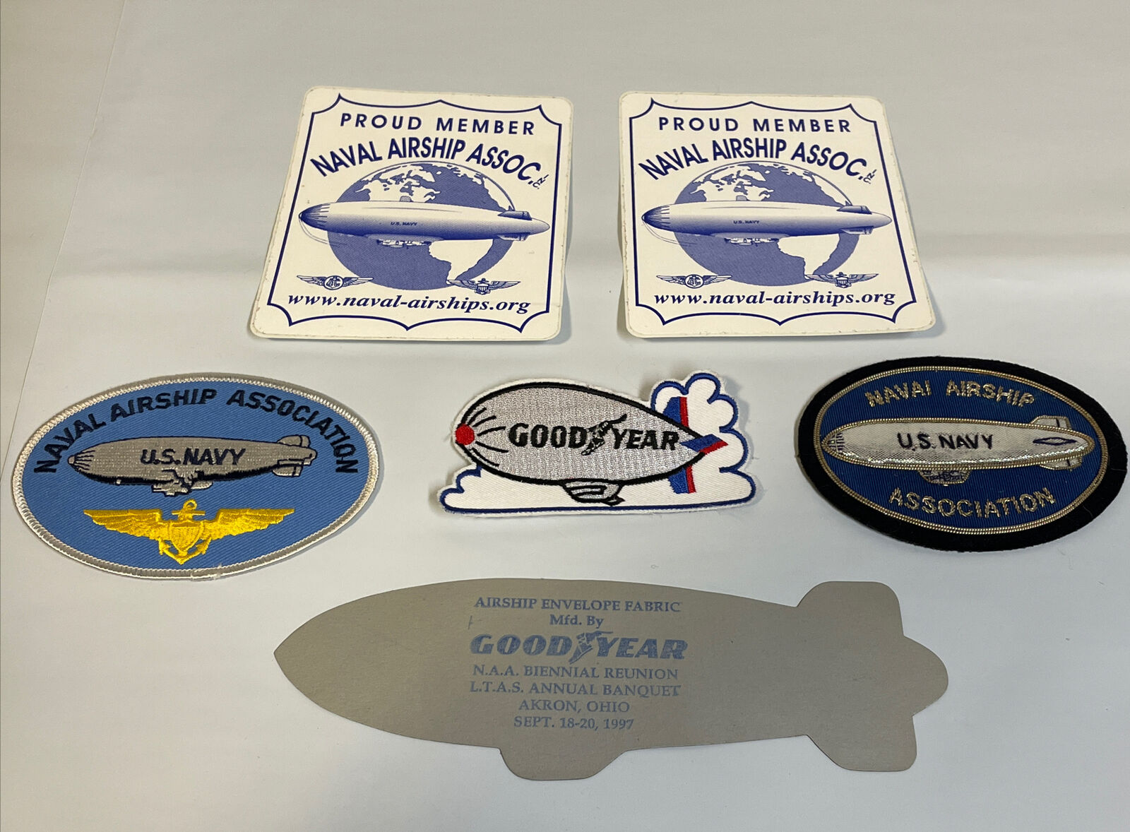 GOODYEAR BLIMP AIRSHIP Envelope FABRIC Naval NAA Association Patches Lot Vtg