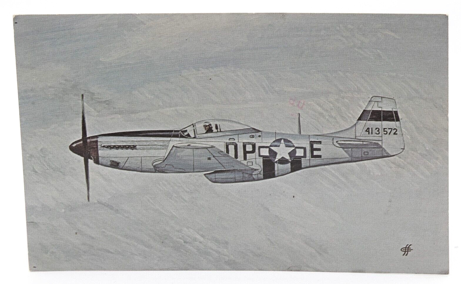 Postcard Aircraft 1982 P51D Mustang Military Airplane 1944 Aerial Flying View