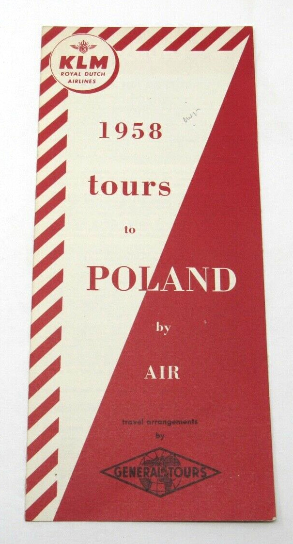 1958 KLM Royal Dutch Airlines Advertising Brochure Tours to Poland by Air