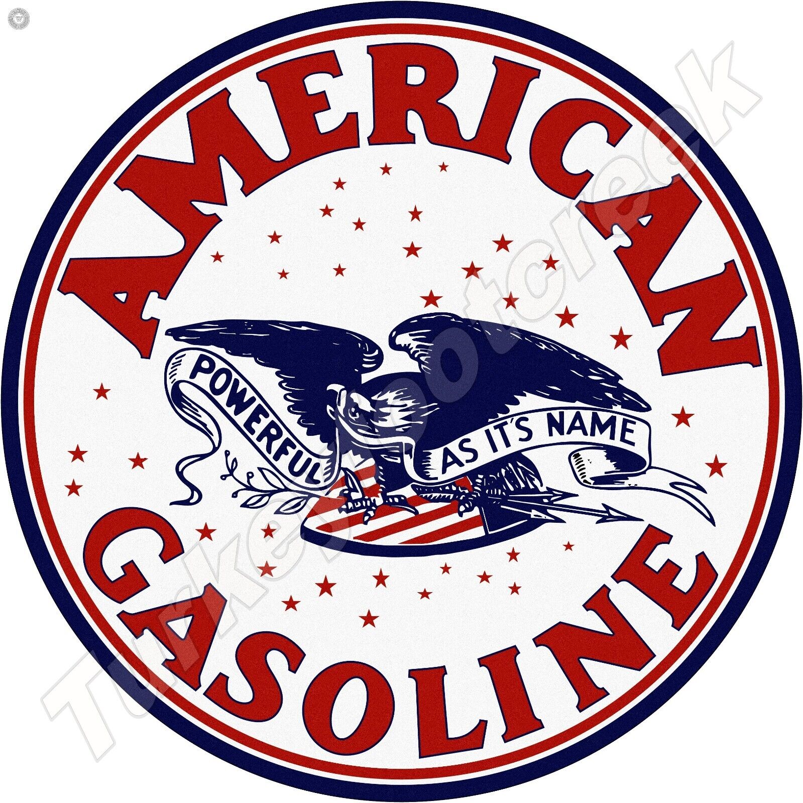 American Gasoline Round Metal Sign 2 Sizes To Choose From