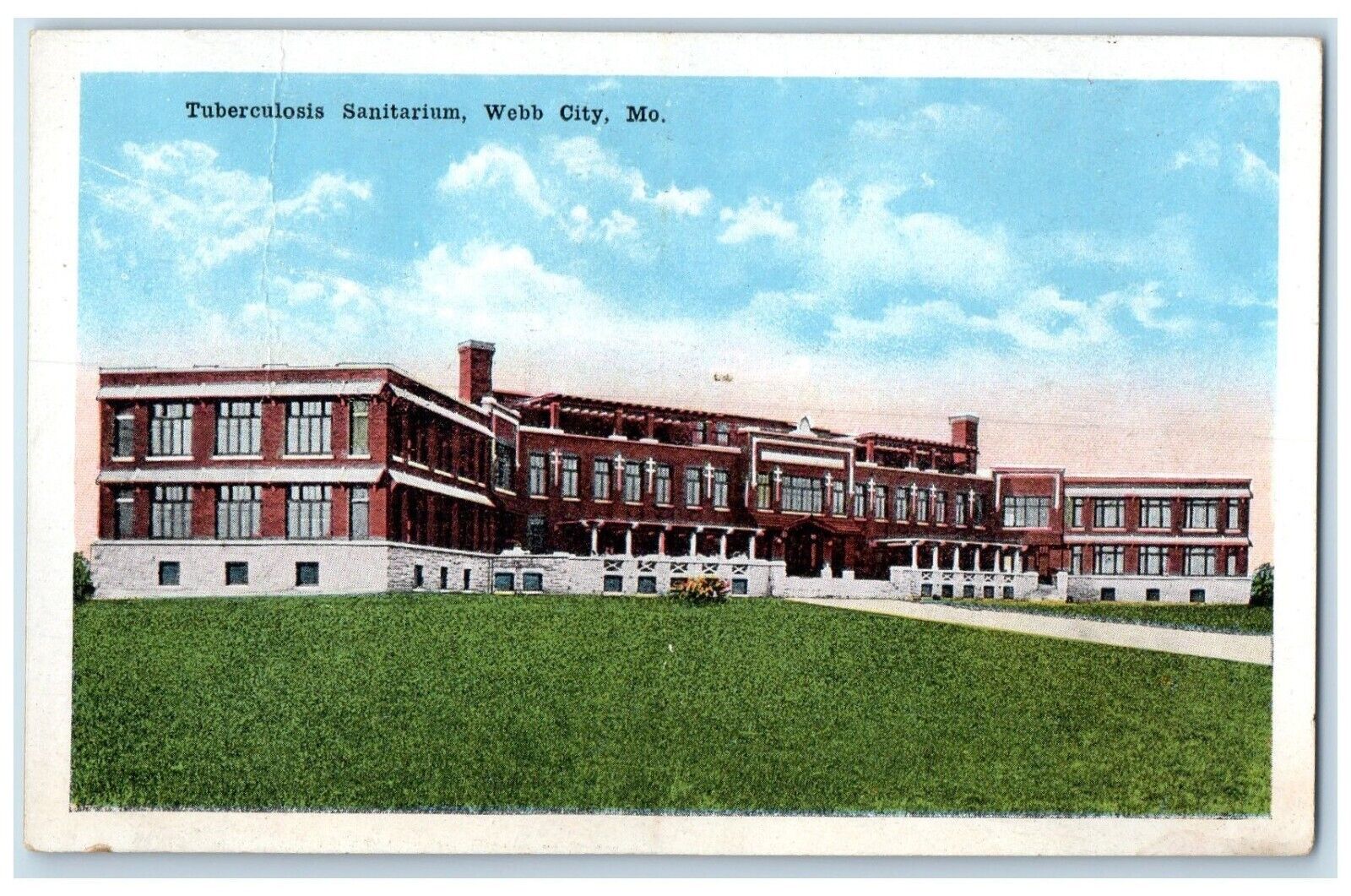 c1920 Exterior View Tuberculosis Sanitarium Building Webb City Missouri Postcard
