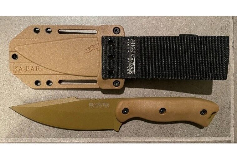 Ka-Bar Knife BK18 Harpoon Becker Design Tan Tactical Fixed Blade 1095 Steel USA 