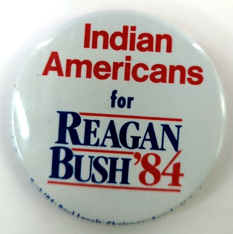 Rare: INDIAN AMERICANS for REAGAN BUSH ‘84 Vintage Political Pin back Button