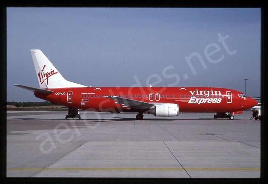 Virgin Express Boeing 737-400 OO-VJO No Date Kodachrome Slide/Dia A3