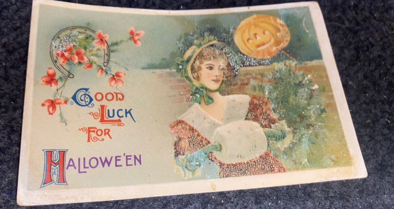 Victorian Lady Pumpkin Head Halloween Postcard Gottschalk Dreyfuss & Davis 2470