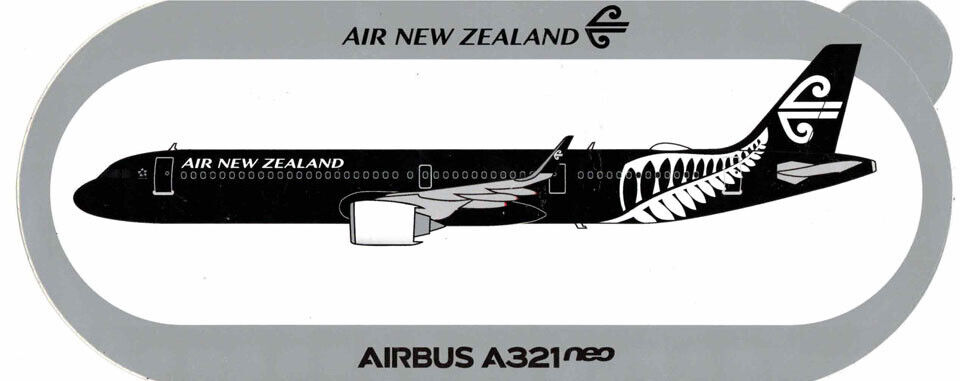 Official Airbus Industrie Air New Zealands A321neo in All Black Color Sticker