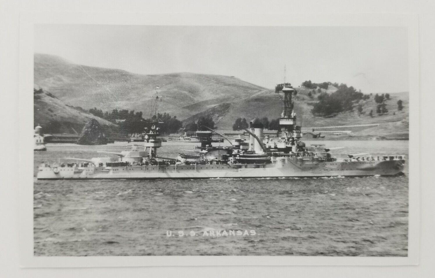 U.S.S. Arkansas Naval Ship RPPC Real Photo Postcard Unposted A894