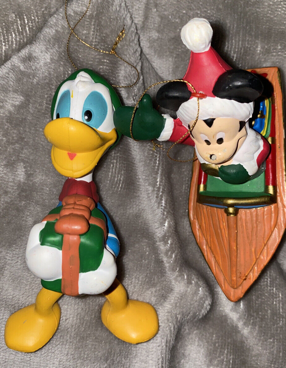 Vintage plastic Donald Duck  & Mickey Mouse - The Walt Disney Company ornaments