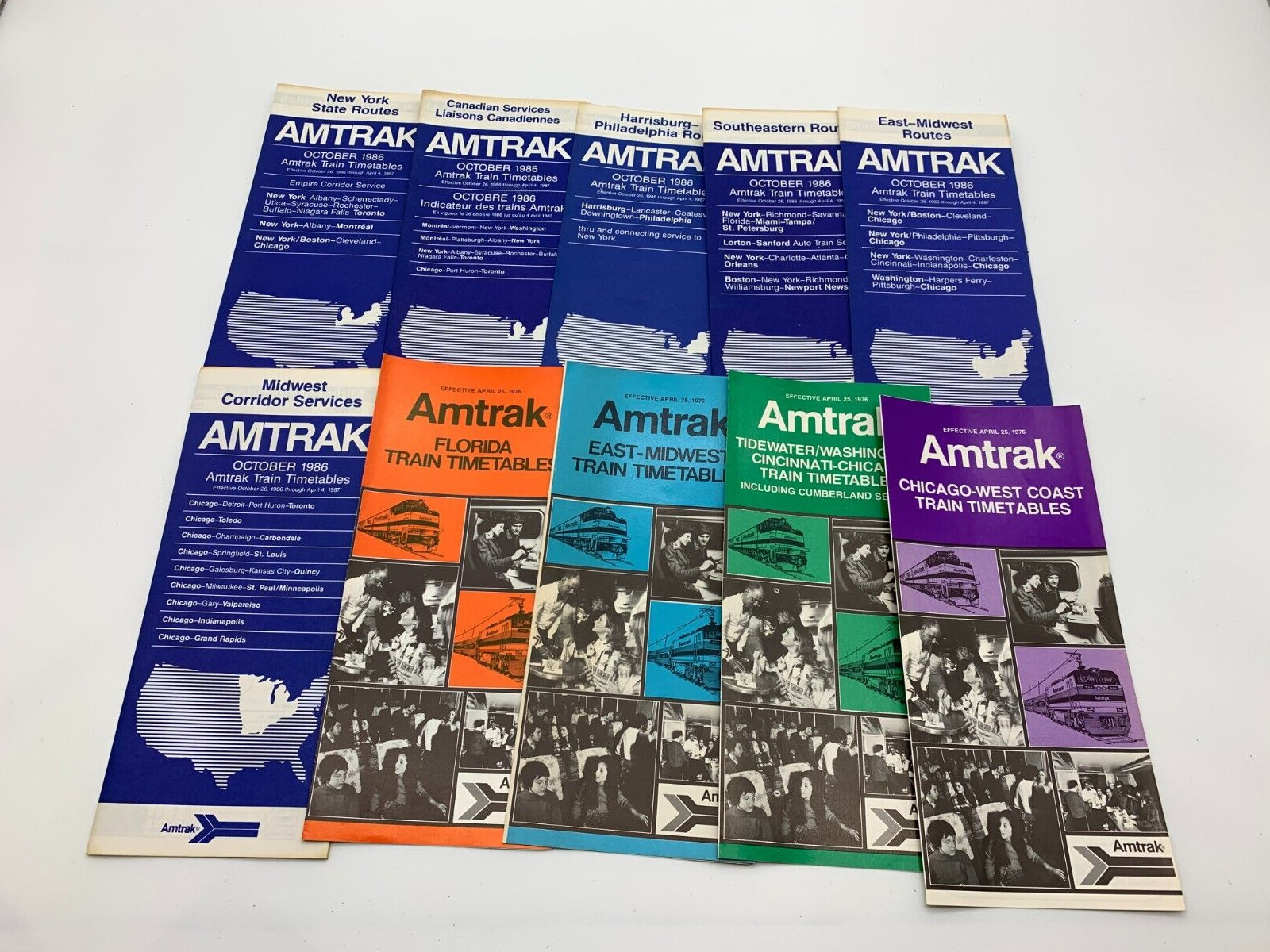 HUGE LOT OF AMTRAK TRAIN TIMETABLES 1970'S TO 1980'S - TOTAL OF 275