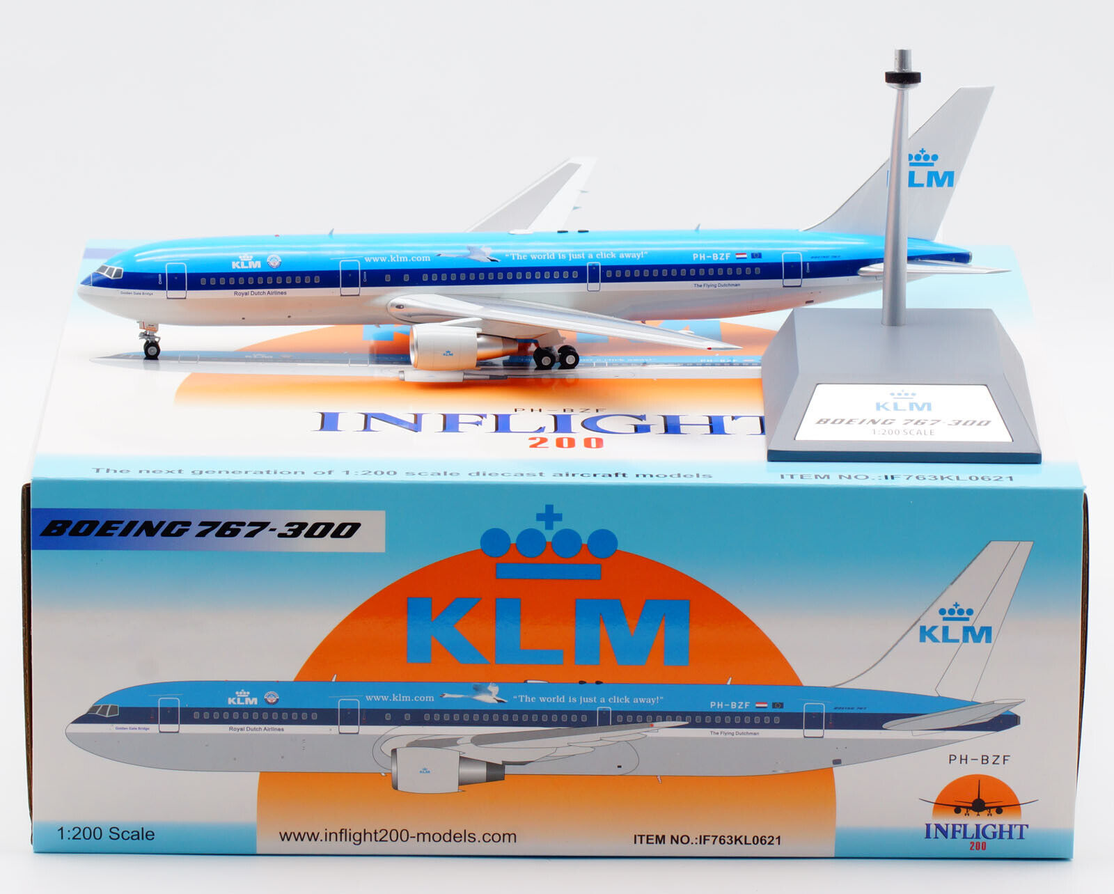 INFLIGHT 1:200 KLM Airlines Boeing B767-300ER Diecast Aircraft Jet Model PH-BZF