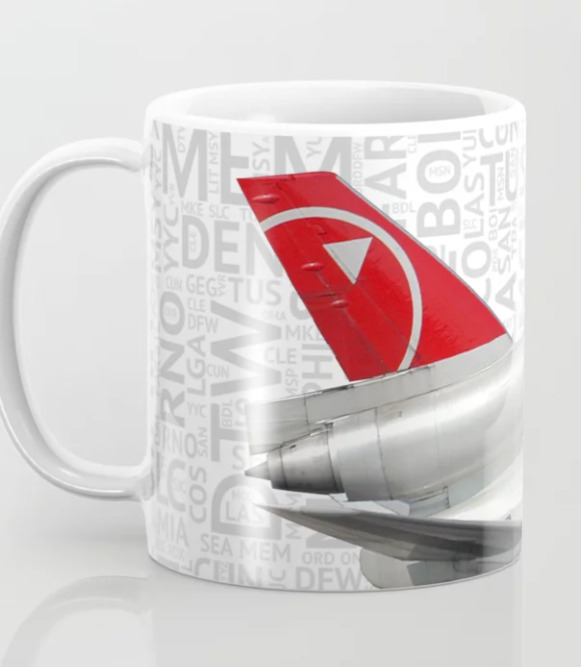 Northwest Airlines DC-10 tail with Airport Codes - Coffee Mug (11oz)