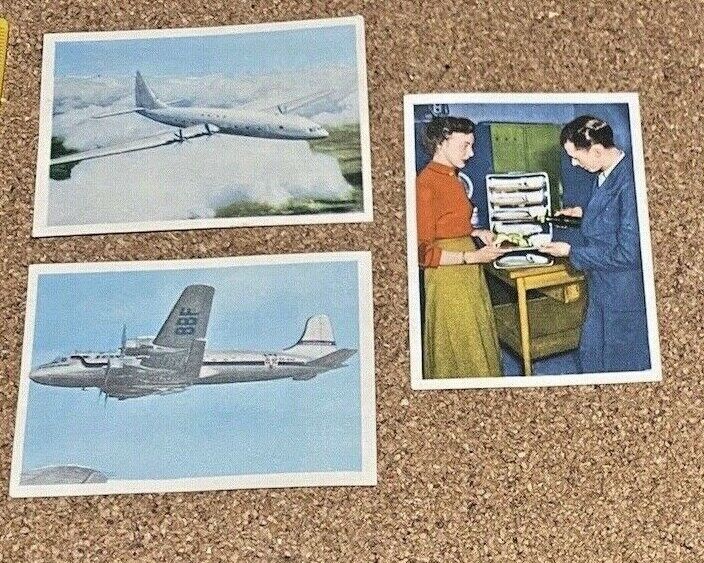 1950s DOUGLAS DC4 BRISTOL BRAMAZON SAS AIRLINER DANISH VINTAGE TRADING CARDS +++