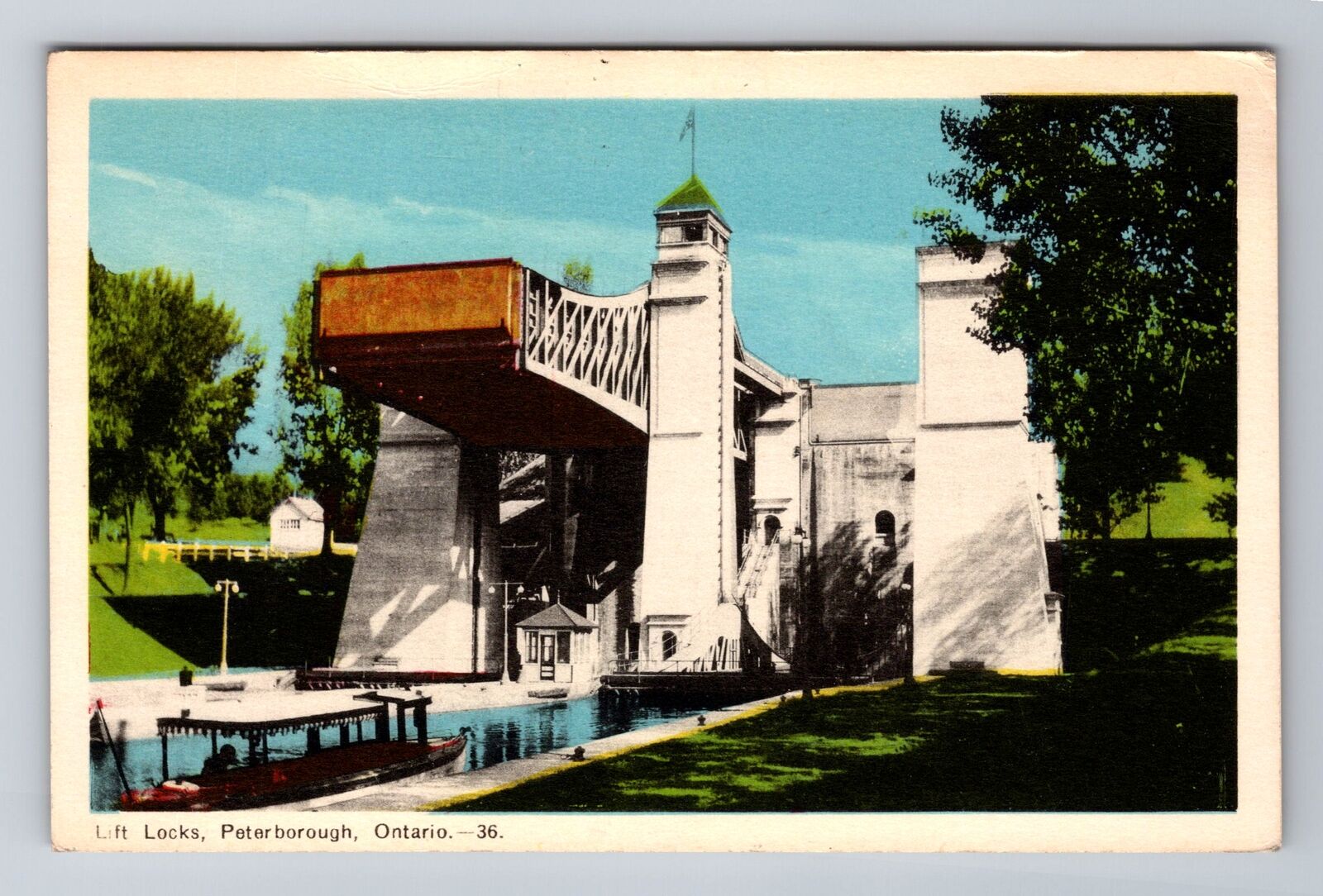 Peterborough-Ontario, Lift Locks, Antique, Vintage Souvenir Postcard