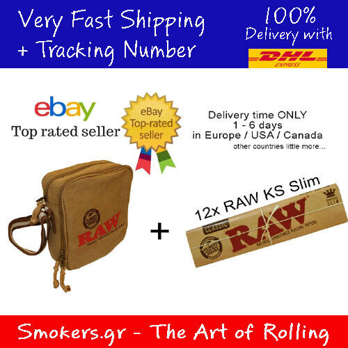 1x RAW OFFICIAL / ORIGINAL Shoulder Bag Brown + 12x RAW Rolling Papers King Size