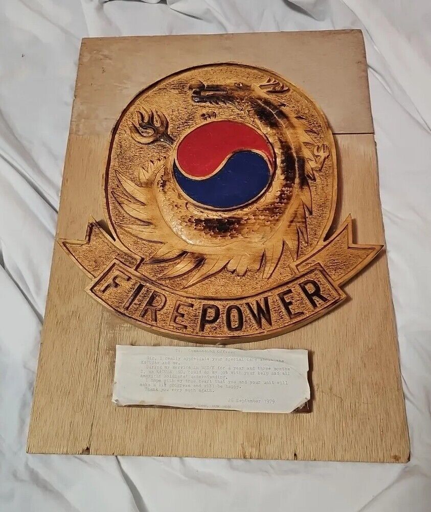 Korean Augmentation to US Army KATUSA Handmade Plaque FIREPOWER Office Museum