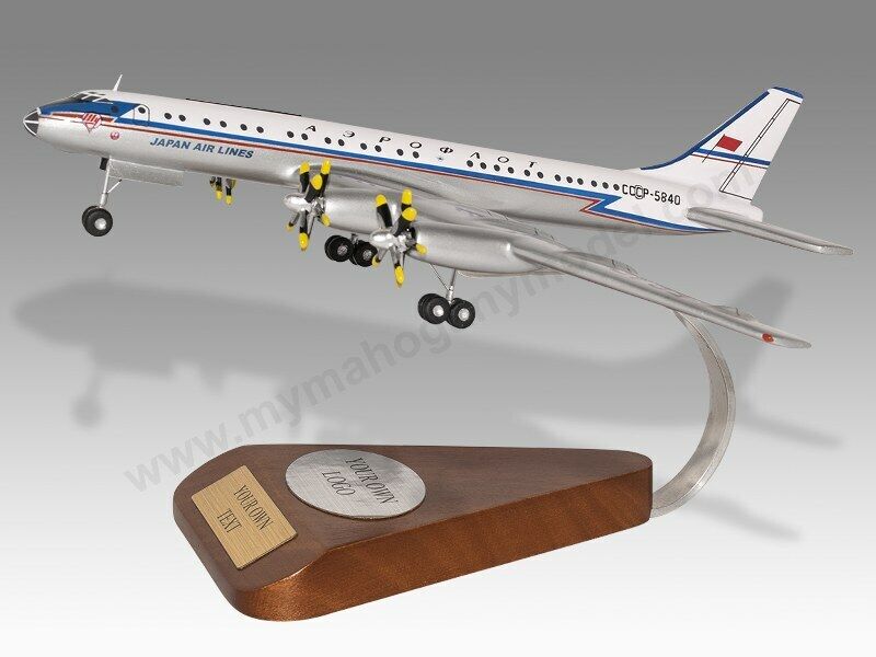 Tupolev Tu-114 Japan Airlines Solid Mahogany Wood Replica Airplane Desktop Model