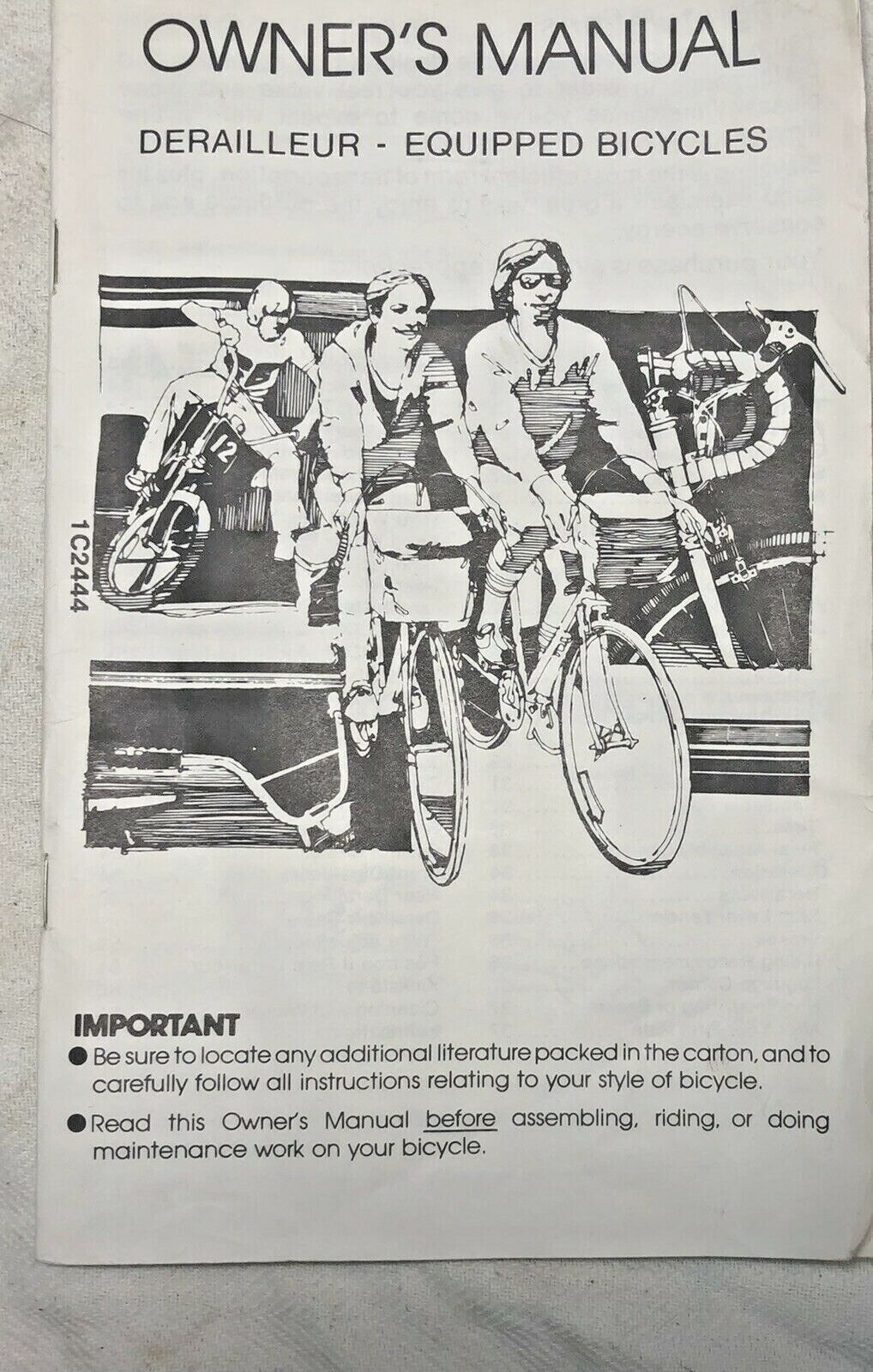 1984 Huffy Owner\'s Manual for Derailleur Equipped Bicycles Vintage Bike Cycling