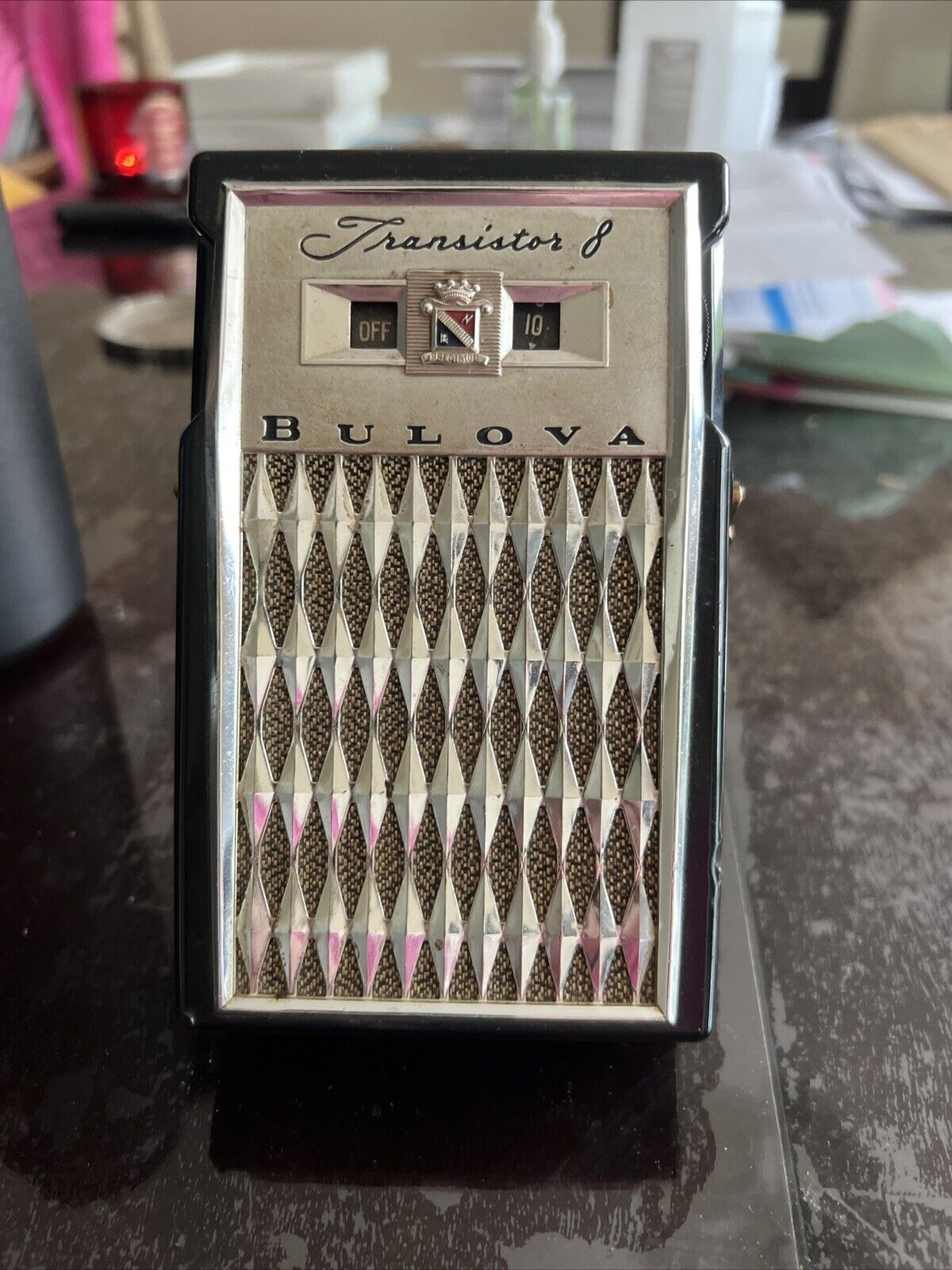 Vintage BULOVA Transistor 8 Hand Radio with Stand