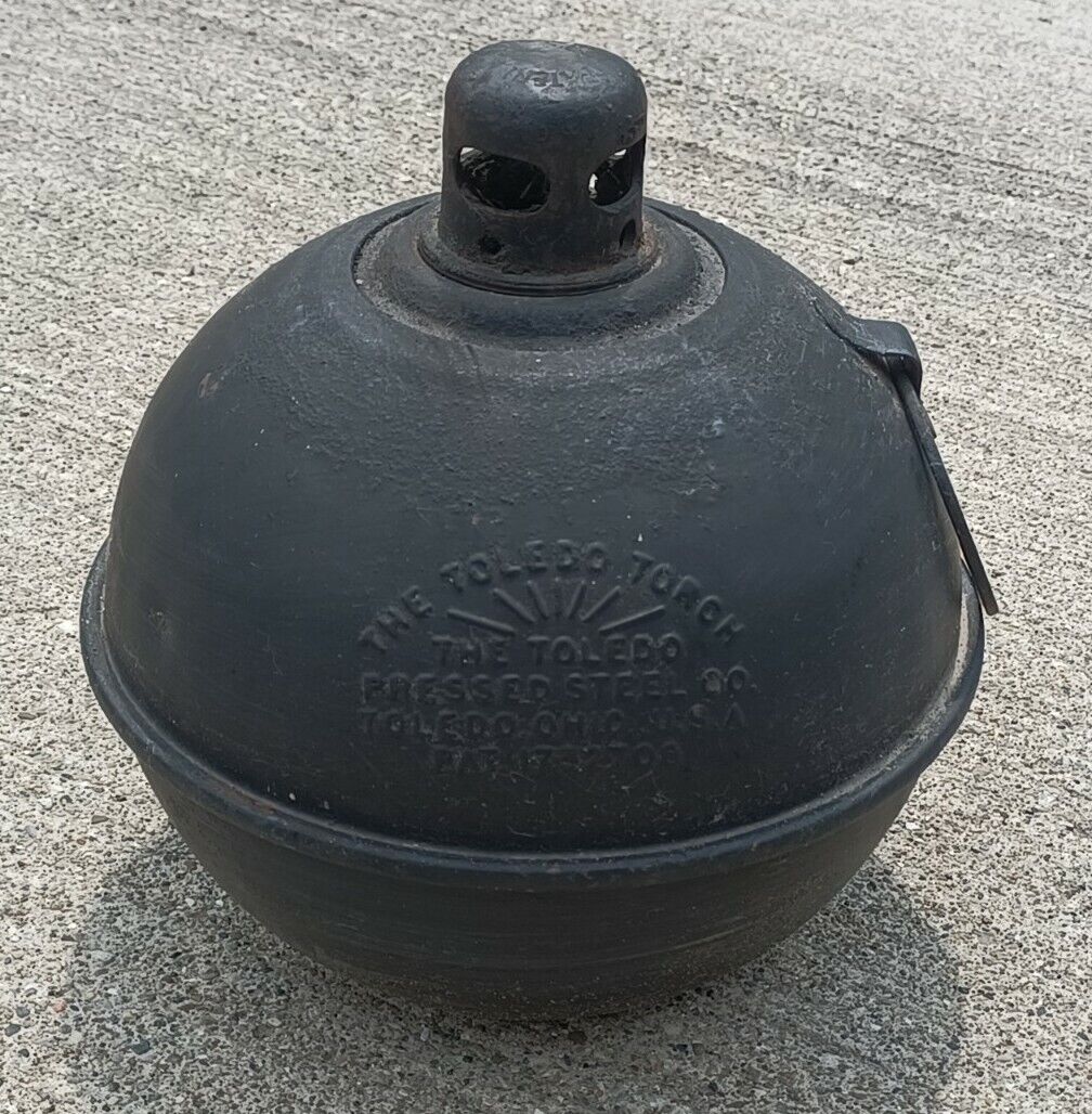 VTG The Toledo Torch Pressed Steel Company Smudge Pot Highway Flare OLD Black