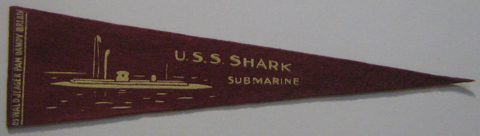 Old Vintage Antique 1910\'s BF13 U.S.S. Shark Submarine Battleship Pennant *H518