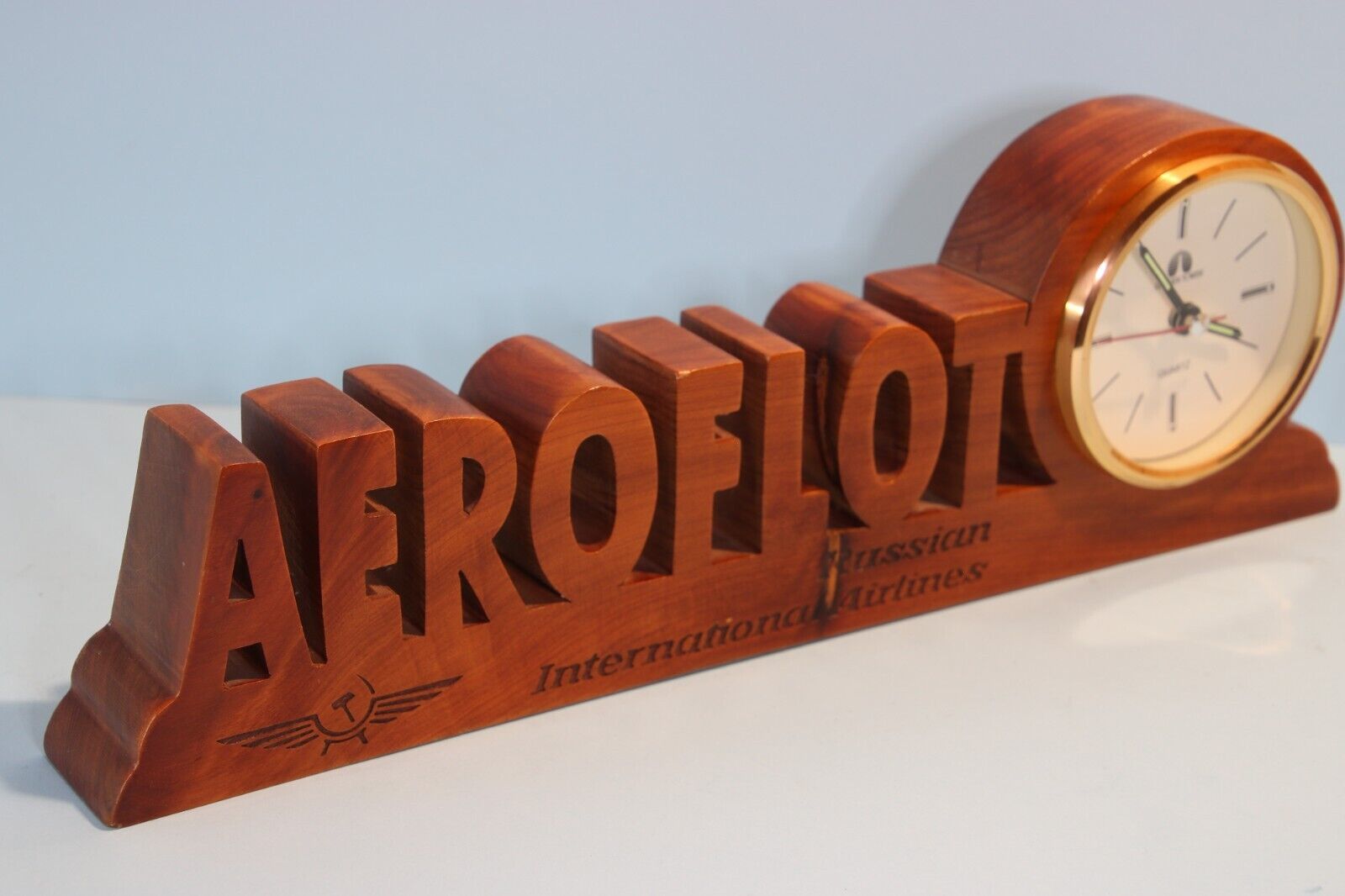 Vintage AEROFLOT Display Stand with working clock