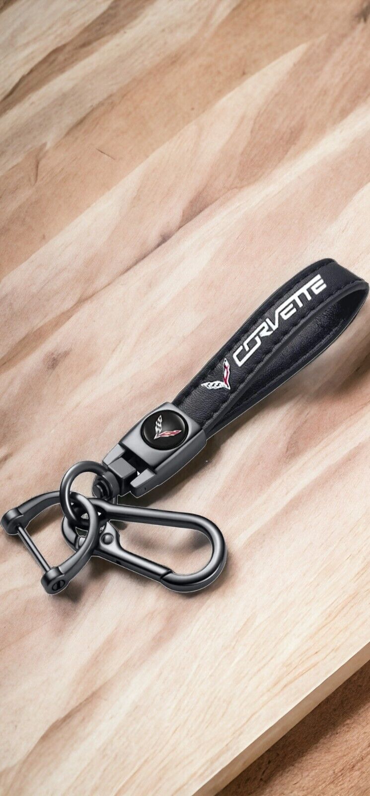 Genuine Leather Car Keychain Fit Corvette C4 C6 C5 C7 C8 Car Key Chain for Men W
