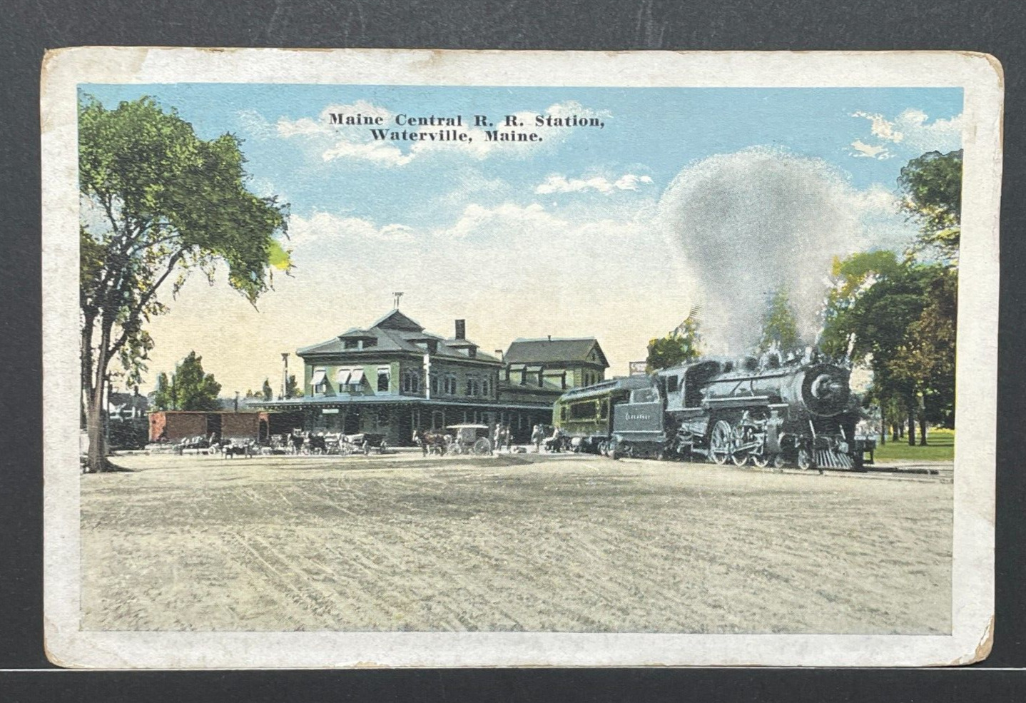 Postcard Waterville Maine M C R R Depot Maine Central Railroad 1916 Postmark