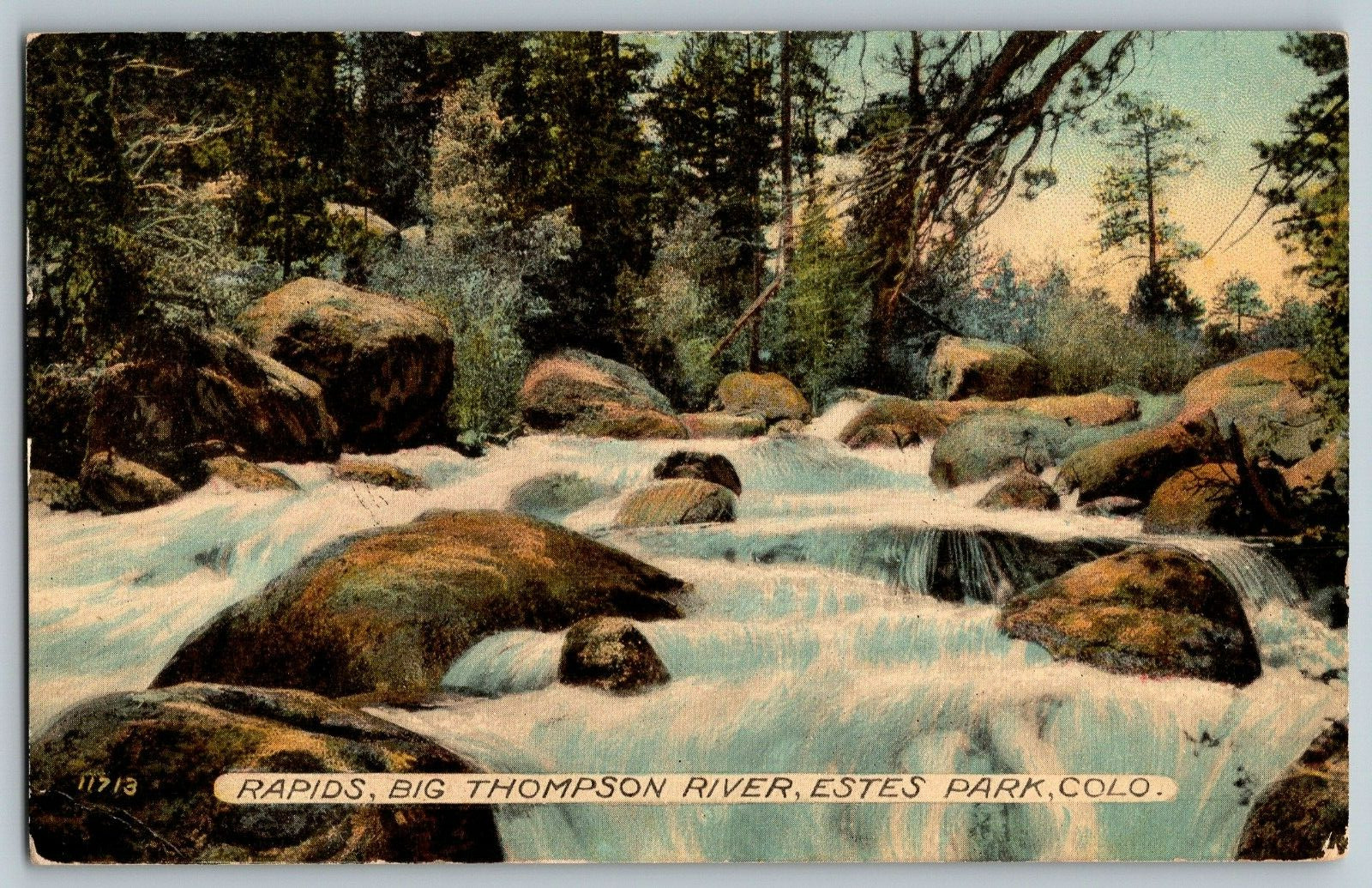Estes Park, Colorado - Rapids, Big Thompson River - Vintage Postcard - Posted