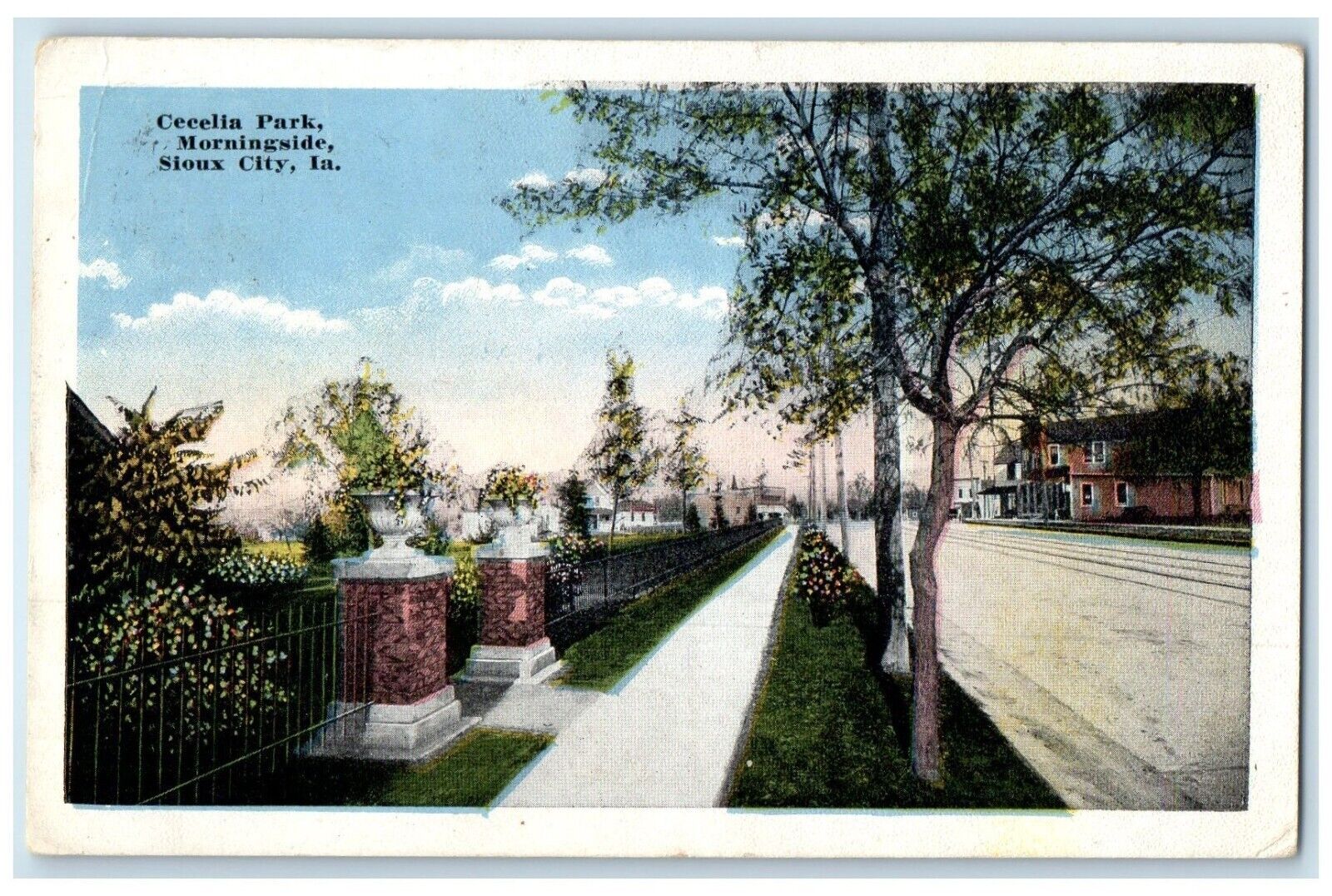 1916 View Of Cecelia Park Morningside Sioux City Iowa IA Posted Antique Postcard