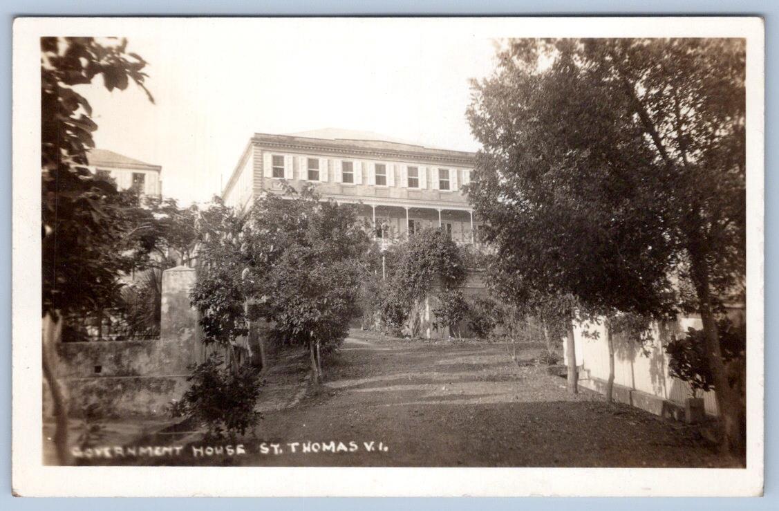 1930s RPPC ST THOMAS GOVERNMENT HOUSE US VIRGIN ISLANDS CARIBBEAN PHOTO POSTCARD