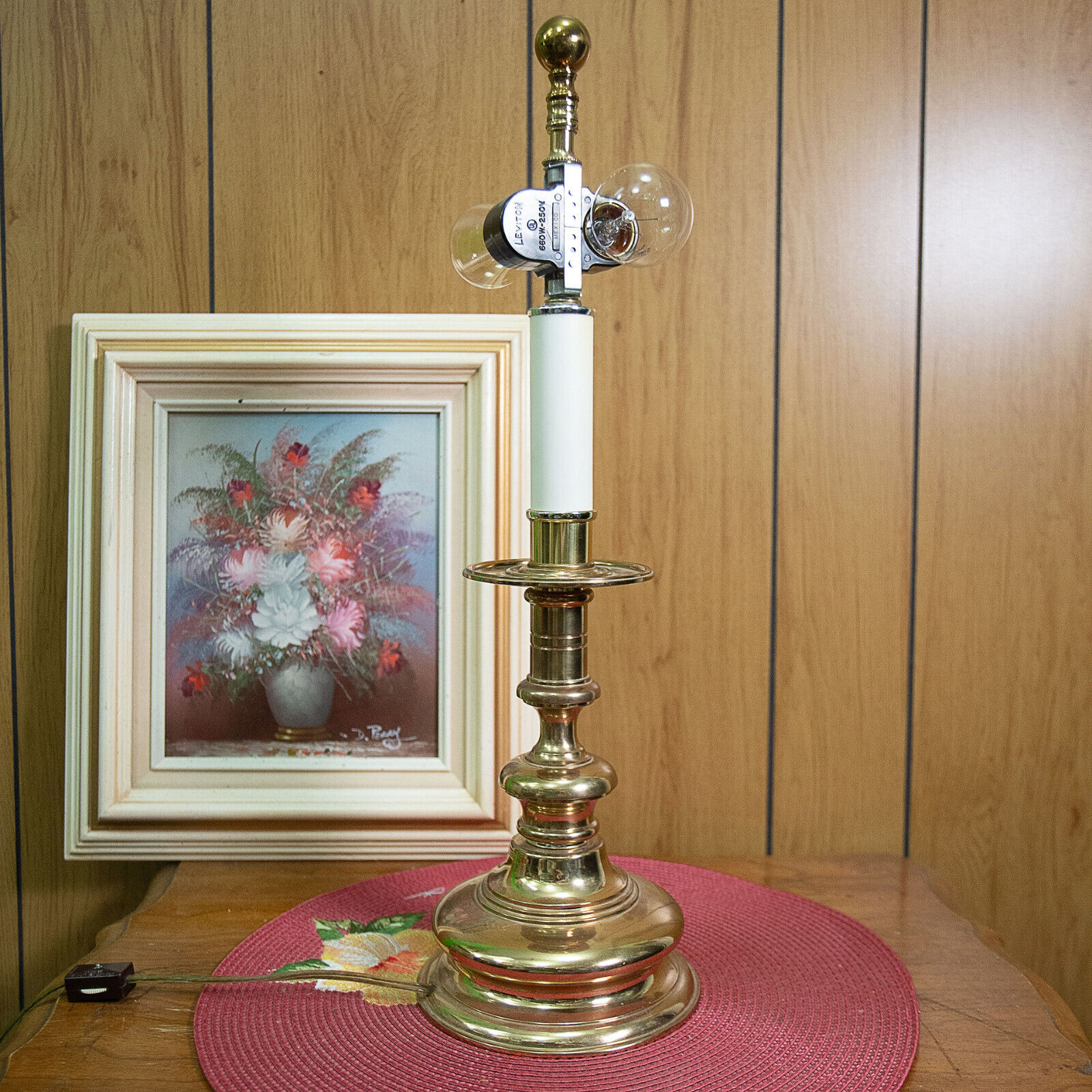 Vtg Brass Candlestick Table Lamp Stiffel Chapmas Style 2 Bulb Heavy 17.5
