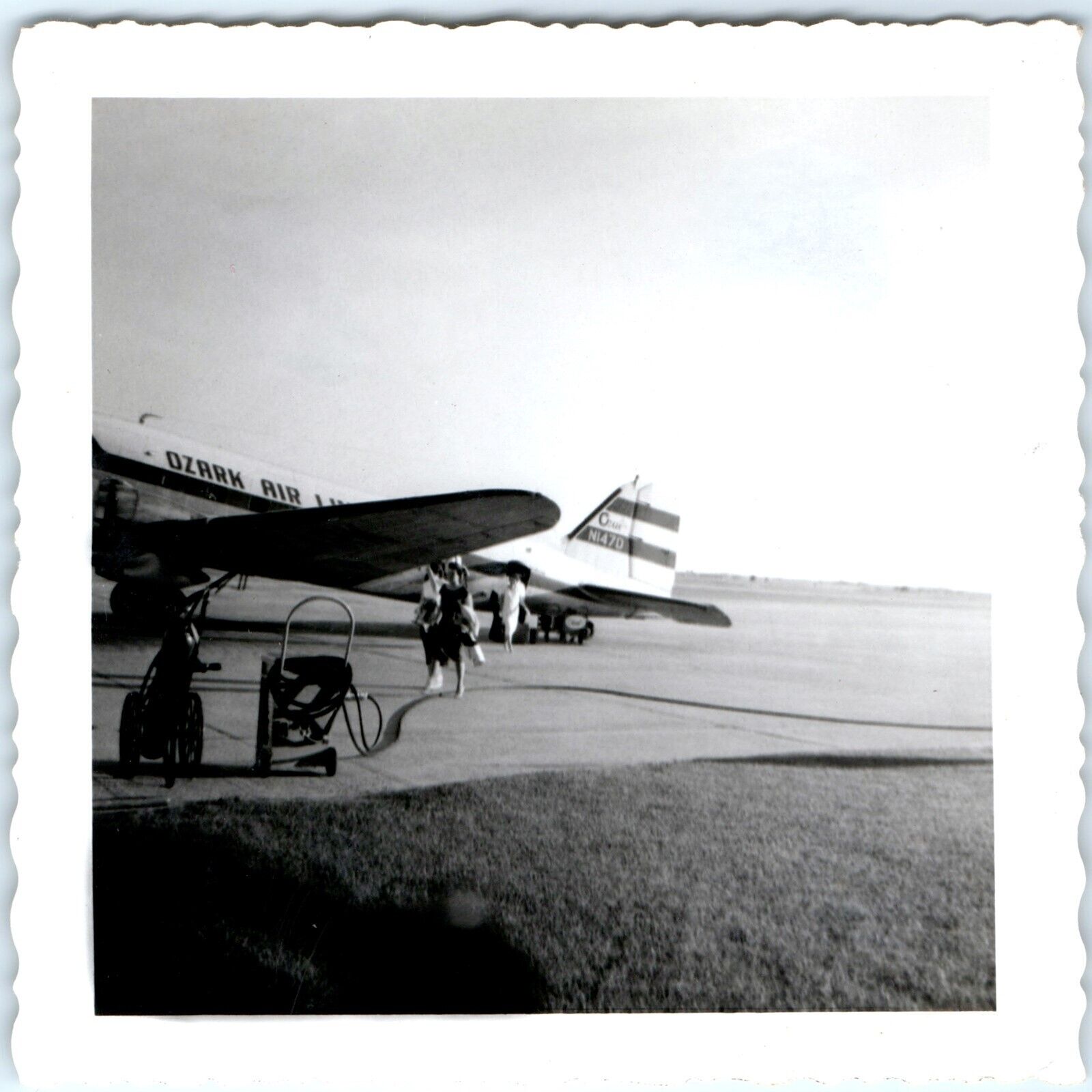 c1940s Douglas C-47 Skytrain? Airplane Real Photo Ozark Air Lines N147D C47