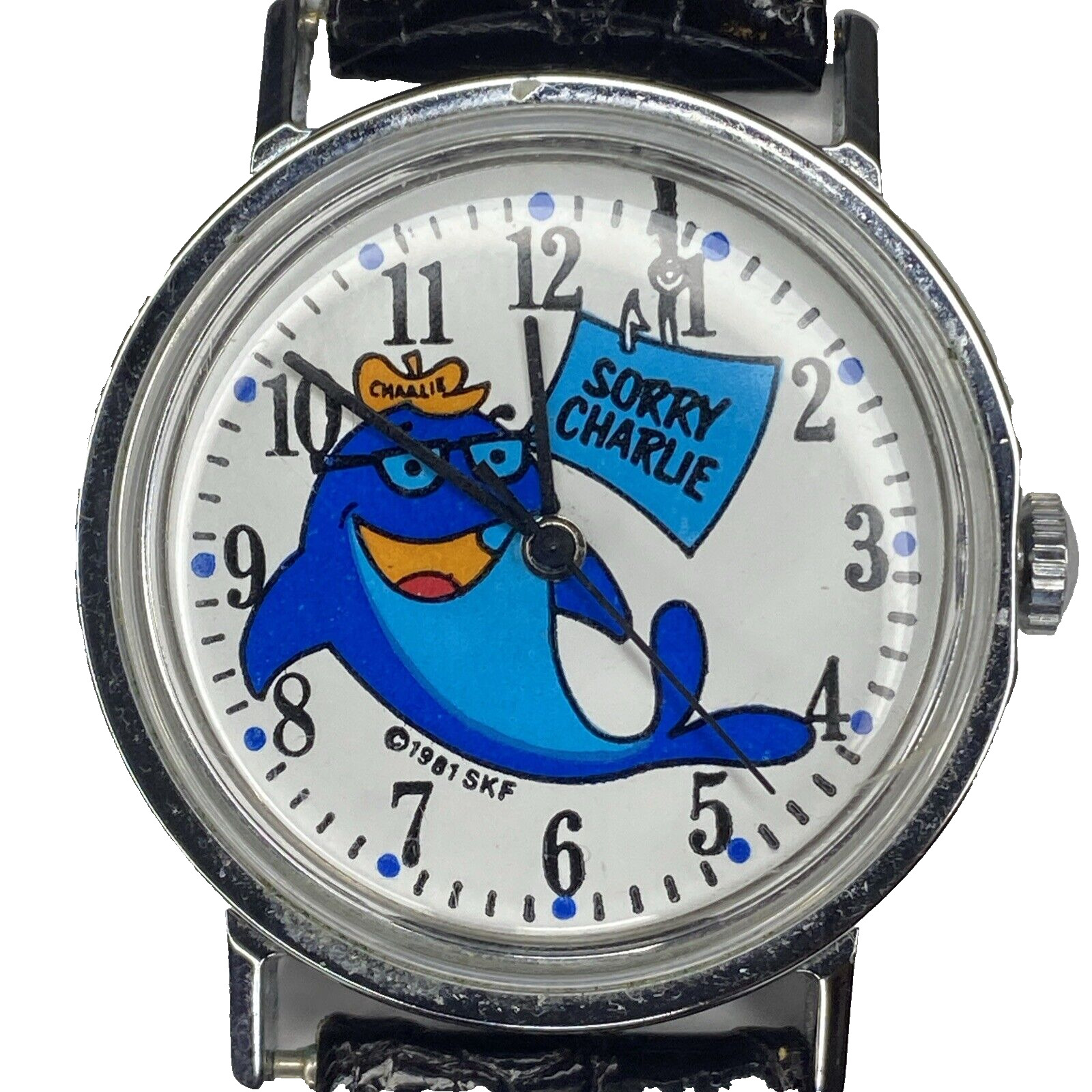 1981 Charlie Tuna windup watch 35mm Advertising Character Starkist Tuna- works