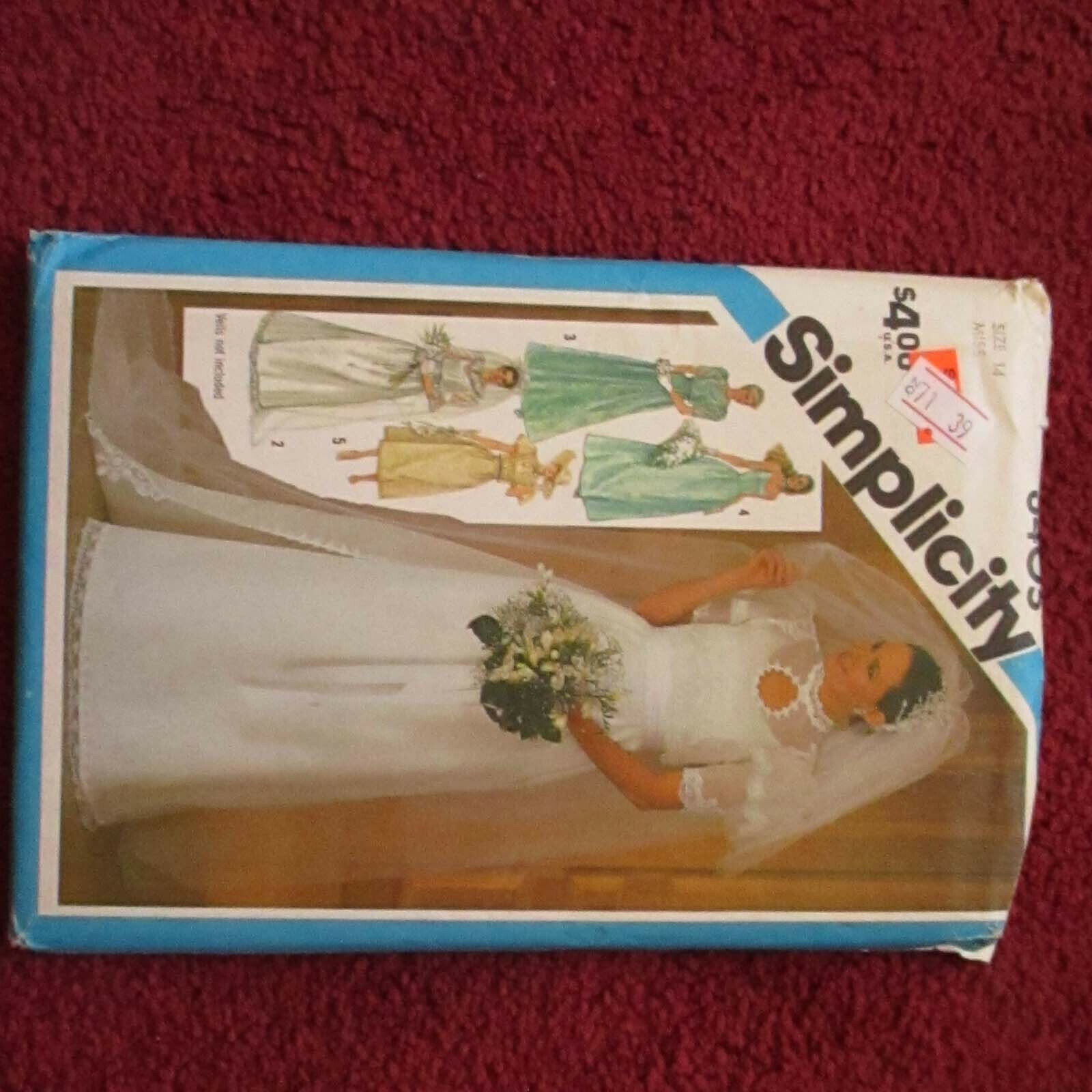 1984 Simplicity 6405 Vtg 80's Wedding Bridal Dress Gown & Jacket 14 MISS Uncut
