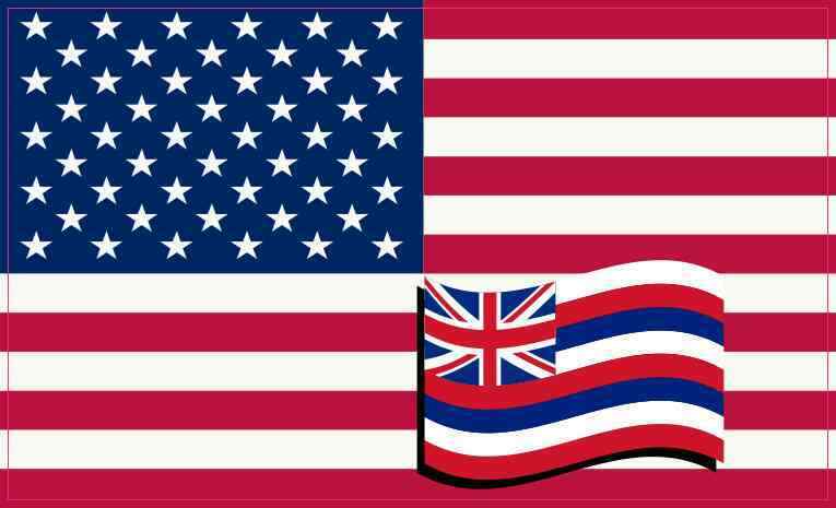 5×3 America and Hawaii Flag Sticker Vehicle Bumper Sticker Vinyl Decal