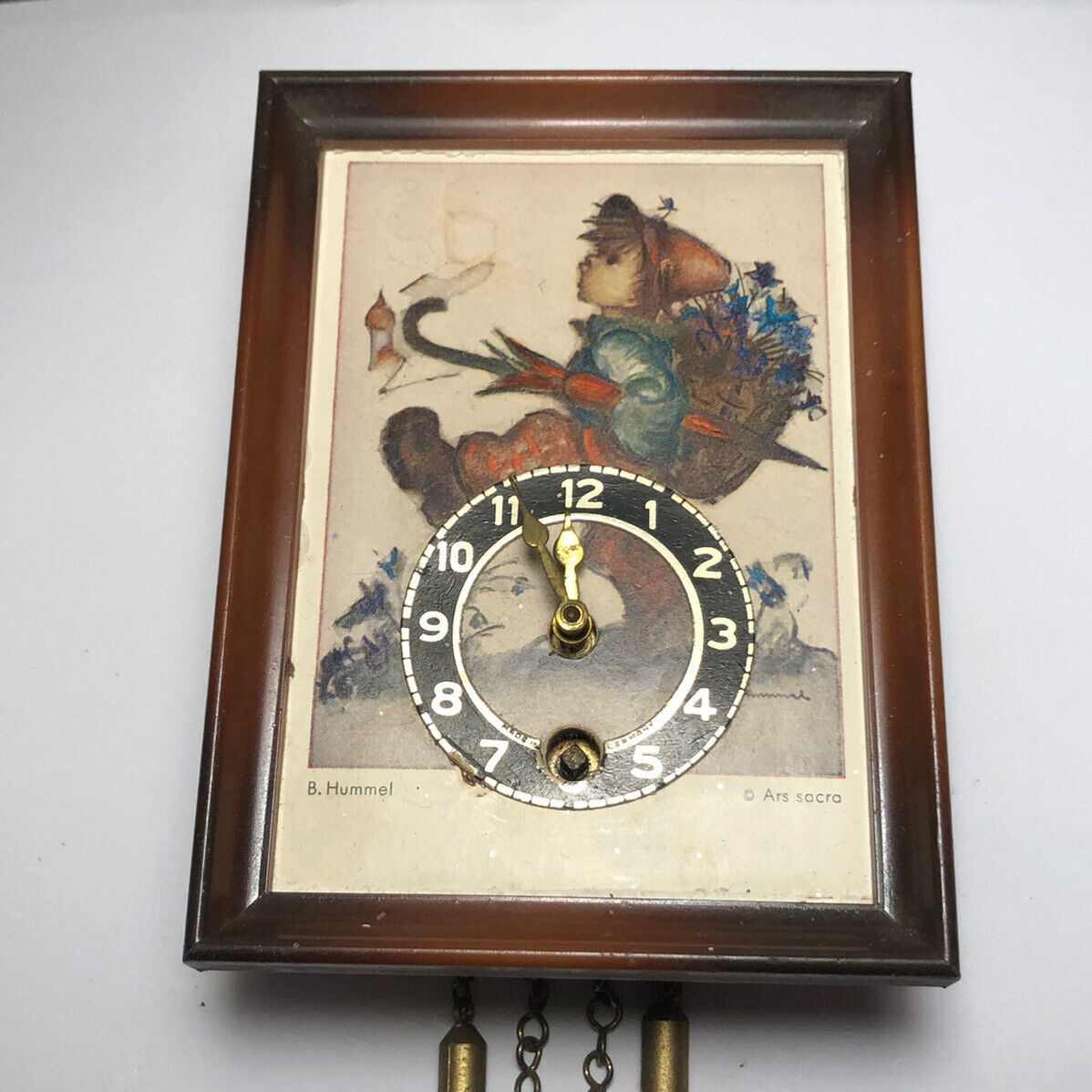 Vintage West Germany Hummel Ars Sacra Wind Up Mini/Miniature Wall Clock