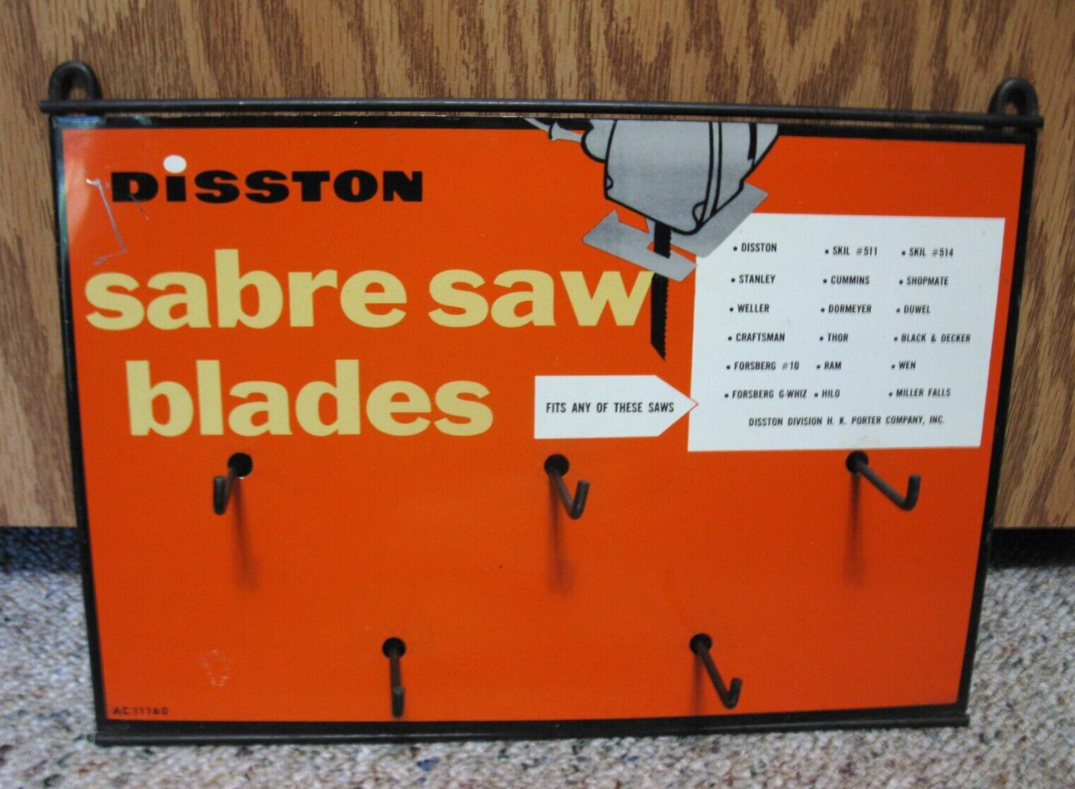 DISSTON Hardware Tool Store Shop Sabre Saw Blade Display Sign VINTAGE Metal