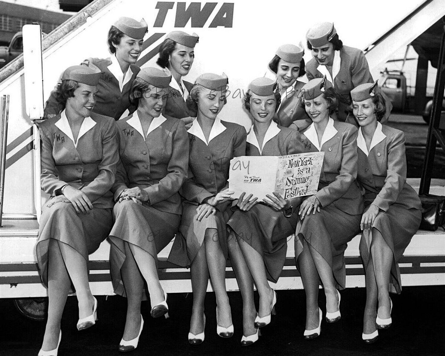 Vintage TWA Flight Attendants 8x10 Photo Reprint