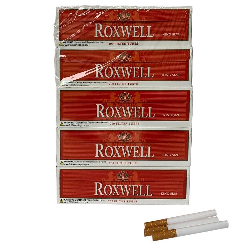 Roxwell Cigarette Tubes King Size Original Red Superior Quality 5 Box of 200 Ct