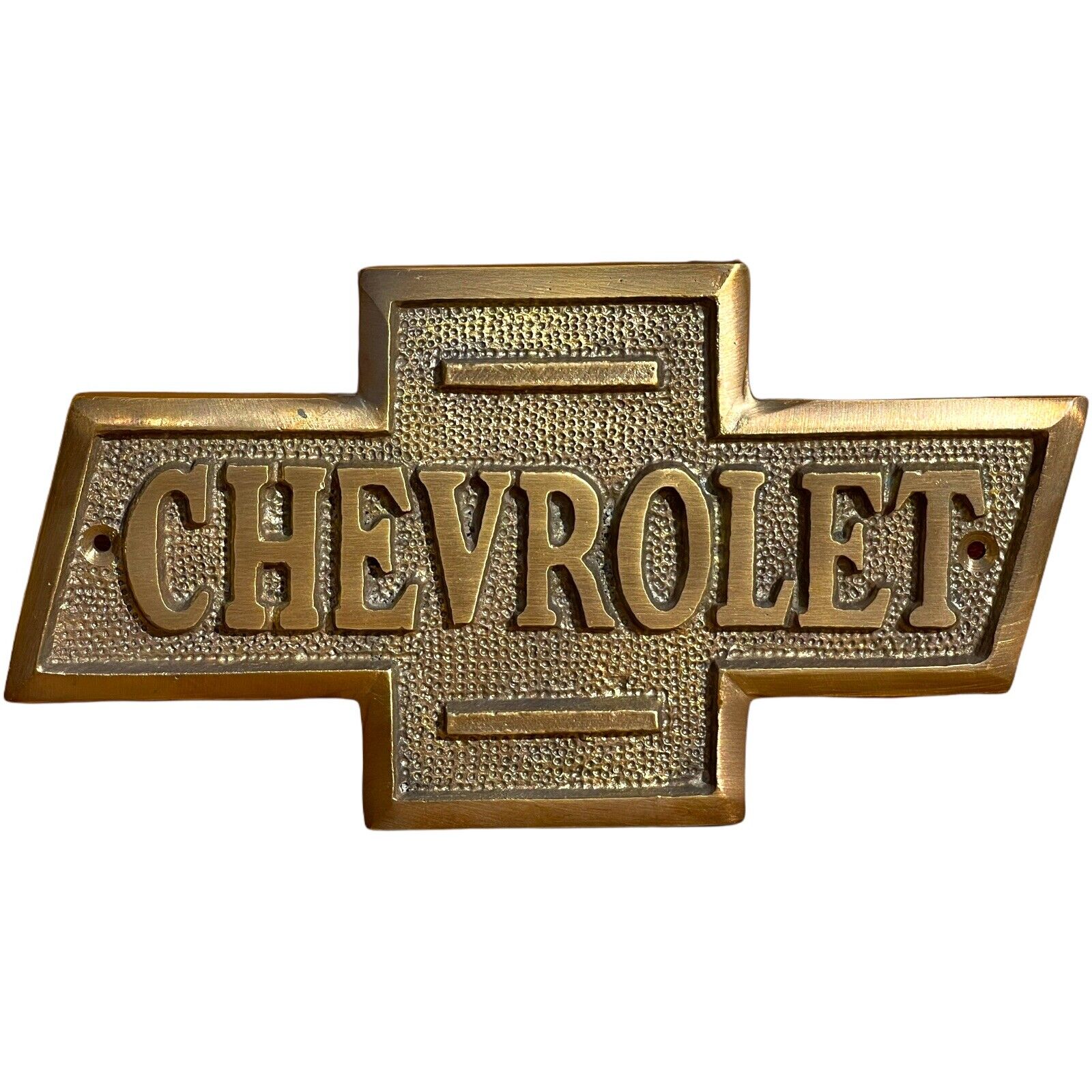 Chevrolet Auto Solid Brass Plaque Embossed Sign Tag W/ Antique Vintage Finish