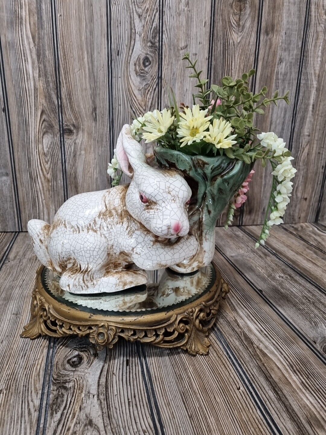 RARE Mark Roberts Cotton Tail Rabbit Bunny Ceramic Planter 8” Tall 10” Wide