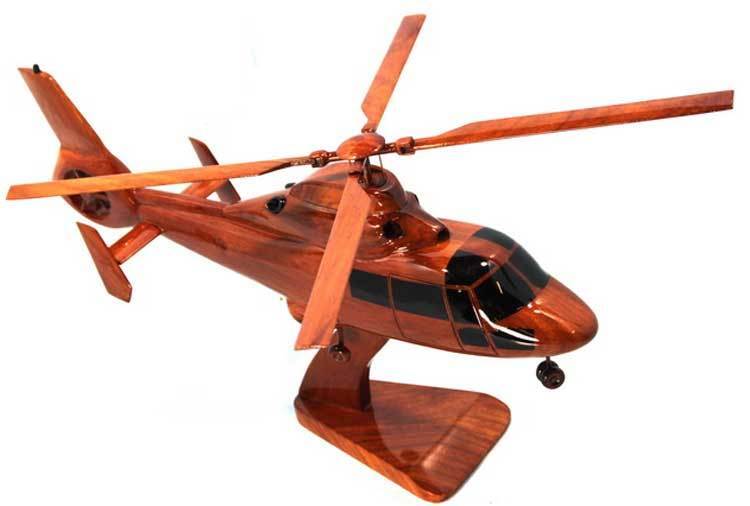 Dauphin HH-65 Helicopter Beautiful Premium Mahogany Wood Display Desk Model
