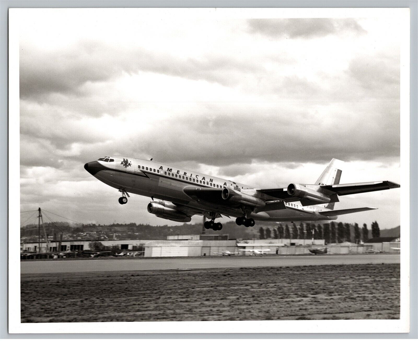 Aviation Airplane American Airlines Boeing 707 Flagship 1960s B&W 8x10 Photo 3C2