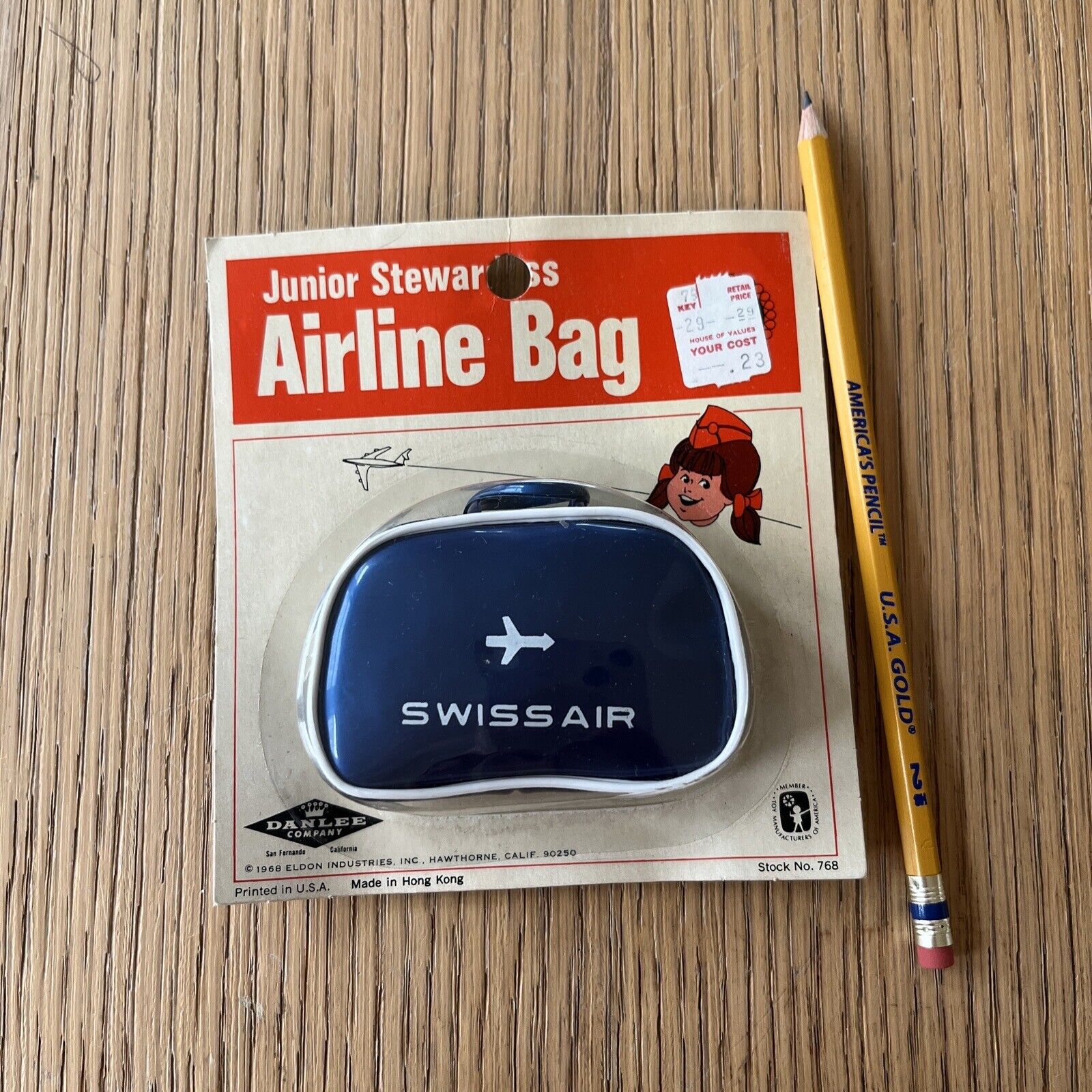 Vintage 1968 Swissair Swiss Airlines  Zippered Mini Bag Sealed New