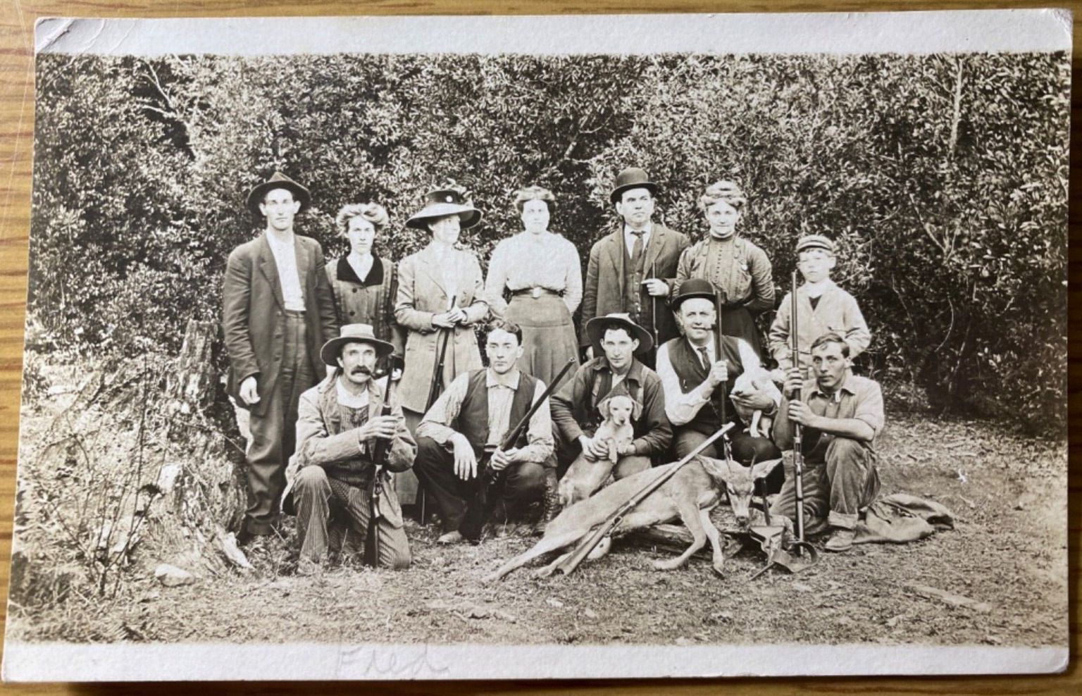 1912 RPPC - ROSEBURG, OREGON HUNTING PARTY old real photo postcard FRED BRANDT