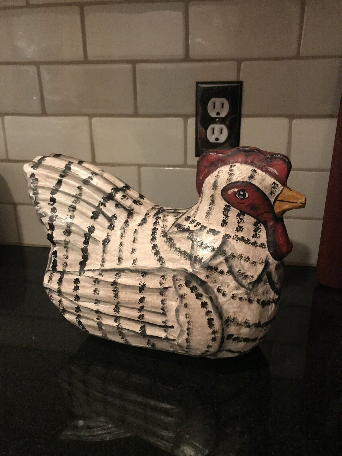  Chicken/Hen  Vintage Folk Art Signed - Handmade Paper Mache