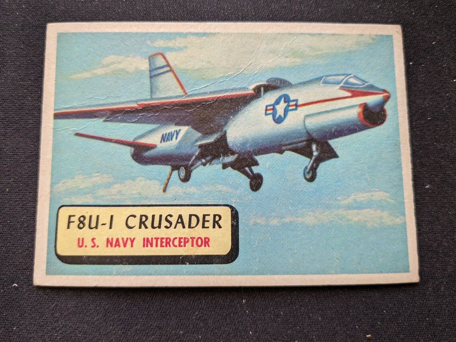 1957 Topps Planes of the World Card # 91 F8U-1 Crusader - U.S. Interceptor (VG)