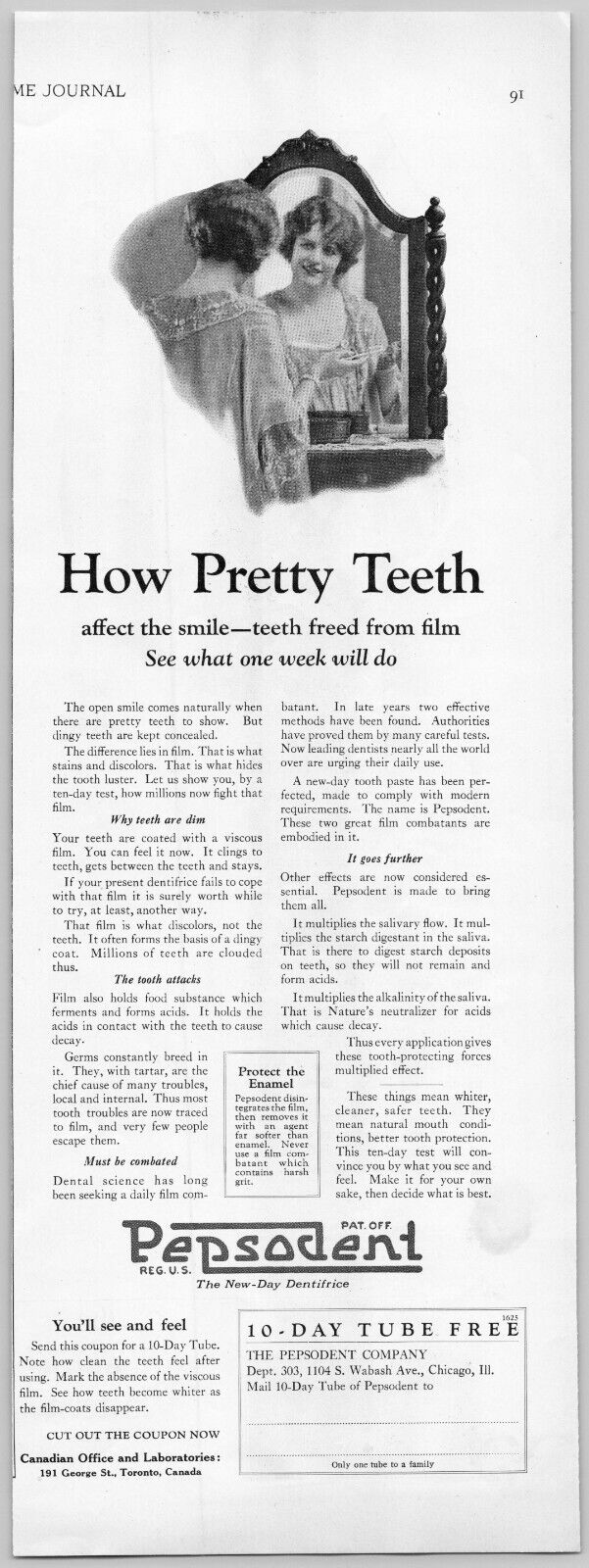 1924 Pepsodent Toothpaste Vintage Print Ad Dentifrice How Pretty Teeth
