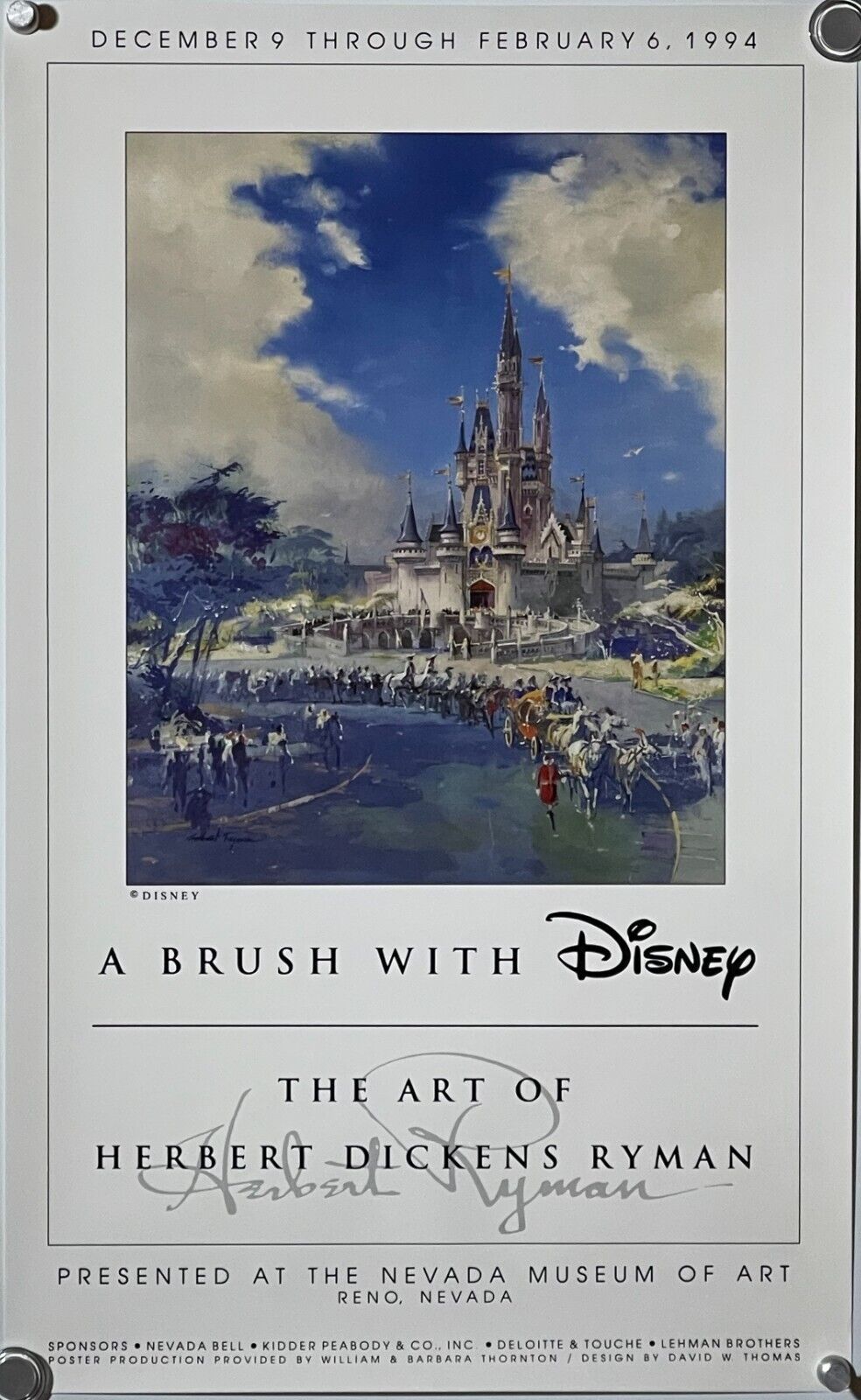 HERB RYMAN Art Exhibition Poster A Brush with Disney Cinderella Castle 1994 RARE