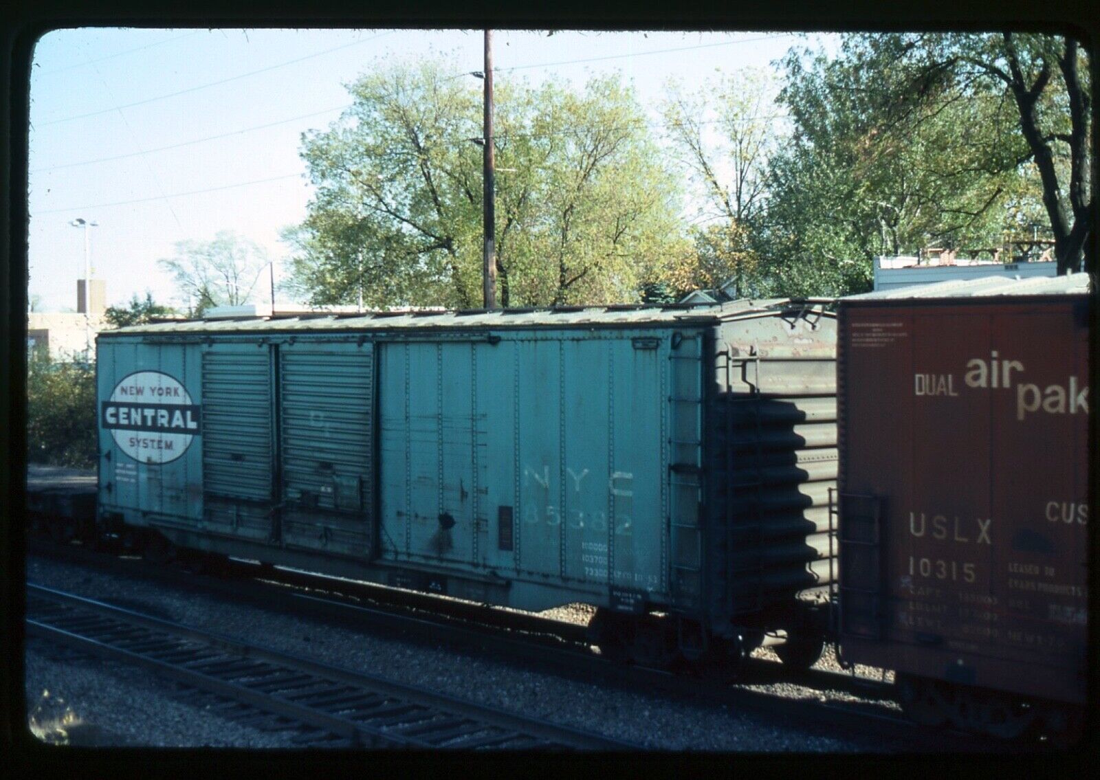 Railroad Slide - New York Central #85382 Box Car 1976 Westmont Illinois Freight